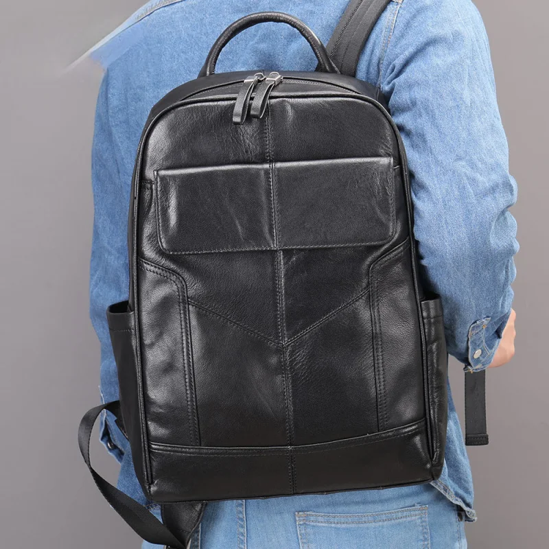 

Новый мужской рюкзак большой вместимости, мужской многофункциональный рюкзак из воловьей кожи с верхним слоем, модная двойная сумка на плечо из натуральной кожи