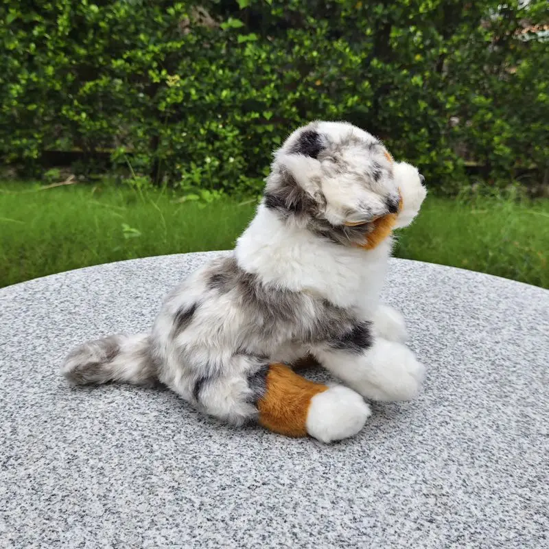 L26cm bonito simulação pastor australiano boneca de pelúcia flor cão brinquedos crianças presentes aniversário