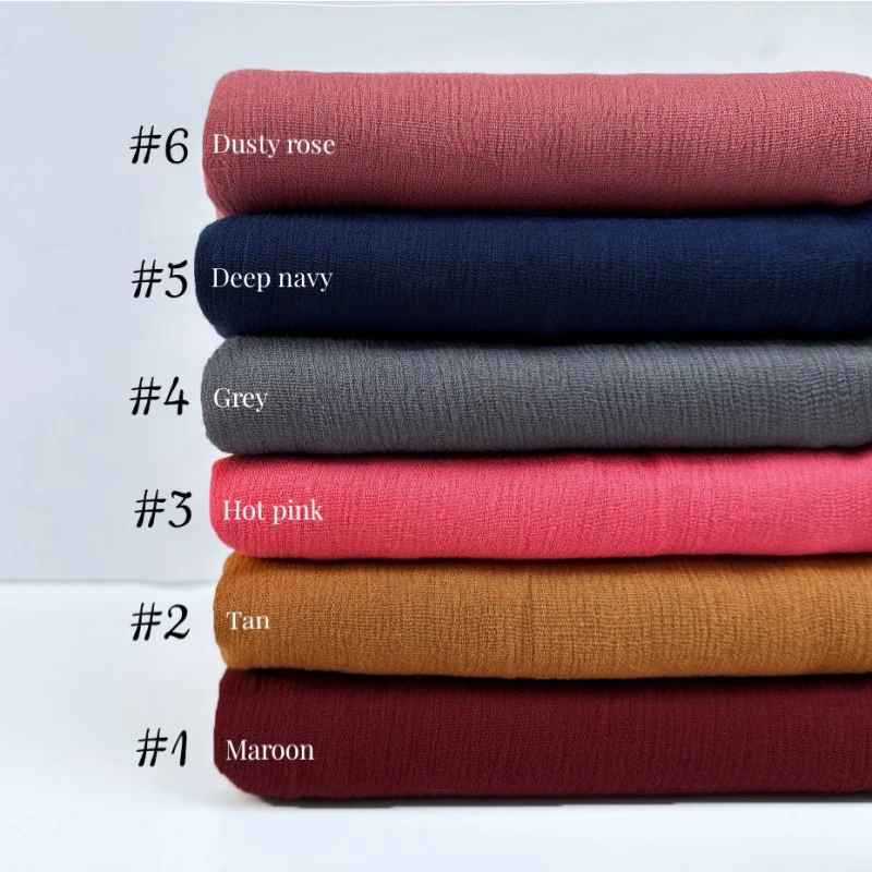 95-Farben-Schal aus weicher Baumwoll-Viskose, Rayon-Material, muslimischer Hijab, nahöstlich, einfarbig, Kopftuch mit Quaste – Detail 6