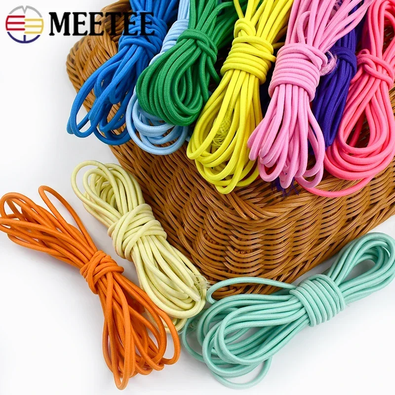 10/20M Round Elastics Band 4mm Colorful Rubber Rope HairBand Bungee Cord Clothes Belt Elasticity Drawstring Sewing Accessories