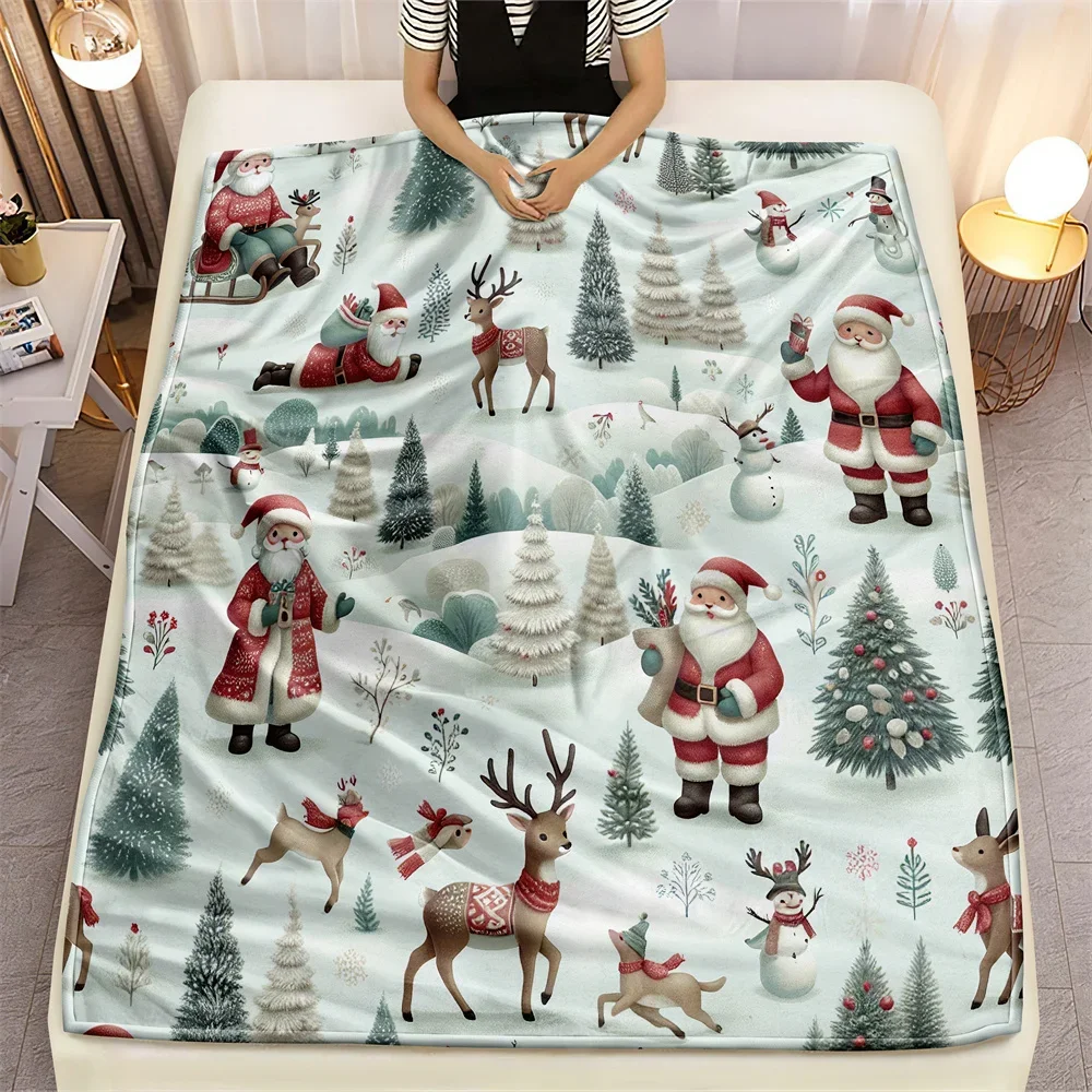 بطانية رمي مريحة من القطيفة على طابع عيد الميلاد للسرير والأريكة والتخييم - ألياف دقيقة دافئة فائقة النعومة لتناول الشتاء #2