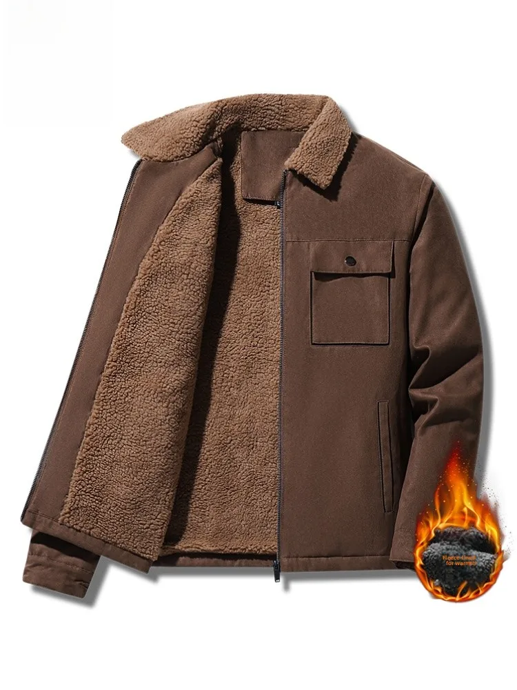 

Paul Men's Thiened Fce Lined Workwear Jaet Outdoor Sports Autumn Winter Coat for Middle Aged And Young Men