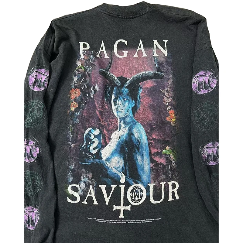 

Y2k Harajuku, уличная одежда большого размера, мужская одежда, футболка с графическим рисунком, хлопковые эстетические топы в стиле хип-хоп с длинными рукавами, готическая одежда