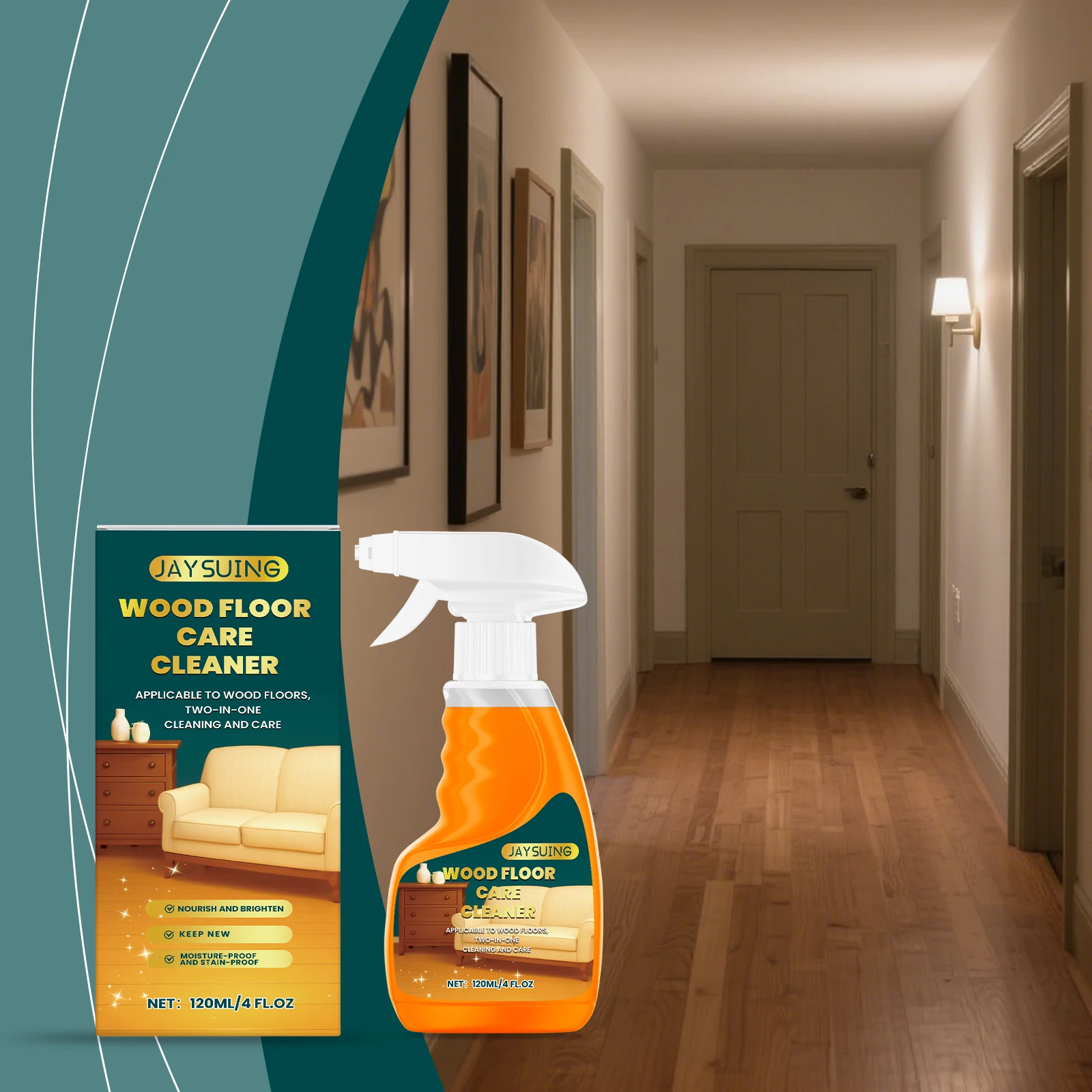 

Wood Floor Maintenance & Cleaning Spray with Lemon Fragrance, Supports Stain Removal Nourishment & Shine Retention