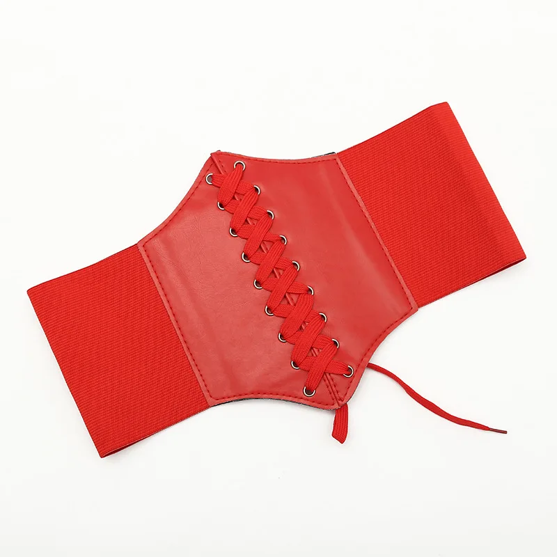 Nieuwe Punk Corset Zwarte Brede Riem Pu Leer Afslanken Body Riemen Voor Vrouwen Vintage Elastische Hoge Taille Riem Vrouwelijke Cumberbanden