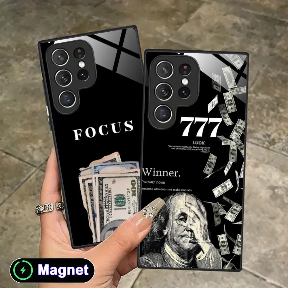 Money Power Phone Case for Samsung Galaxy S26 S25 S24 S23 S22 S21 S20 Note20 Plus FE Ultra Glass Magnet Cover