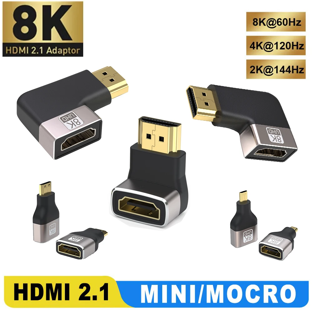 HDMI-compatible Adapter Male to Female Extender Compatible 8K 60Hz 4K 120Hz HDR 48Gbps Video for PS5 Laptop TV Projetor Adapter