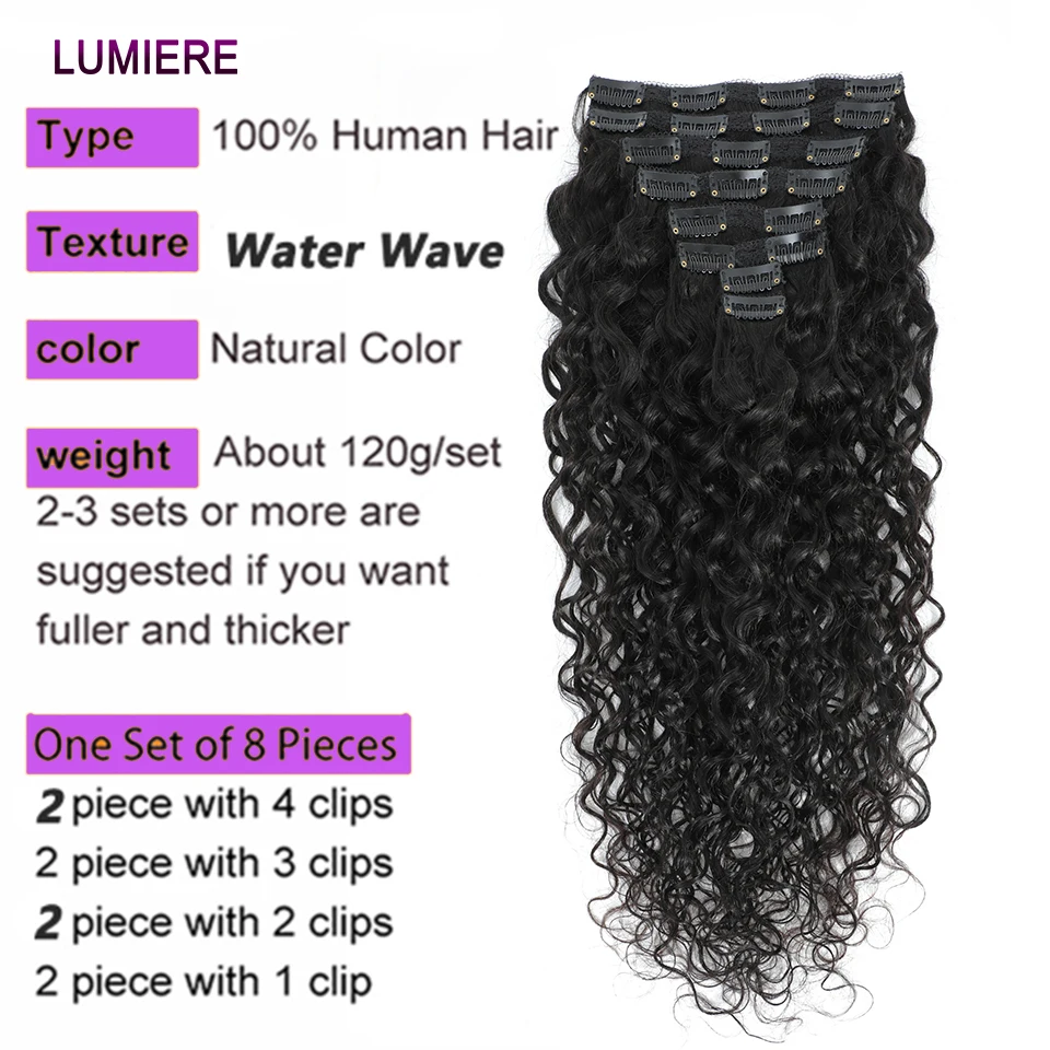 الأفرو غريب المياه العميقة مجعد موجة 4C 4B مشبك شعر في وصلات الشعر شعر الإنسان كامل رئيس مجموعات الأفرو غريب مجعد كليب Ins حزم