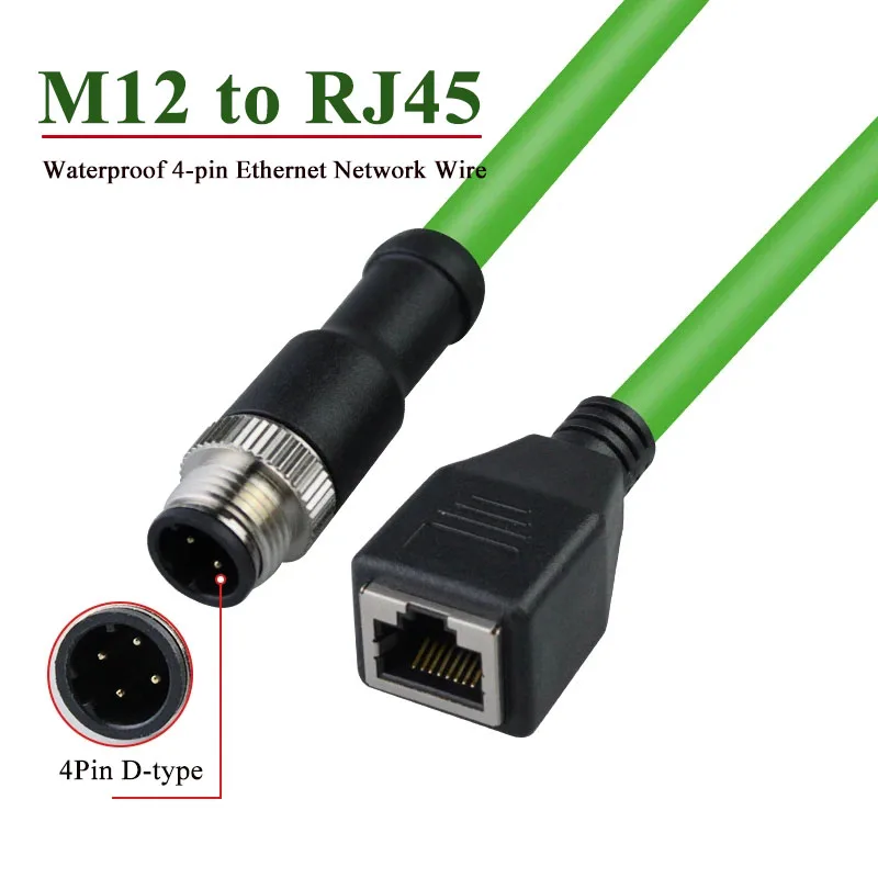 

Industrial Grade M12 4Pin D-Type to RJ45 Connector Cable Waterproof 4pin Ethernet Network Wire 4-core D-coding Sensor Line 1-20M