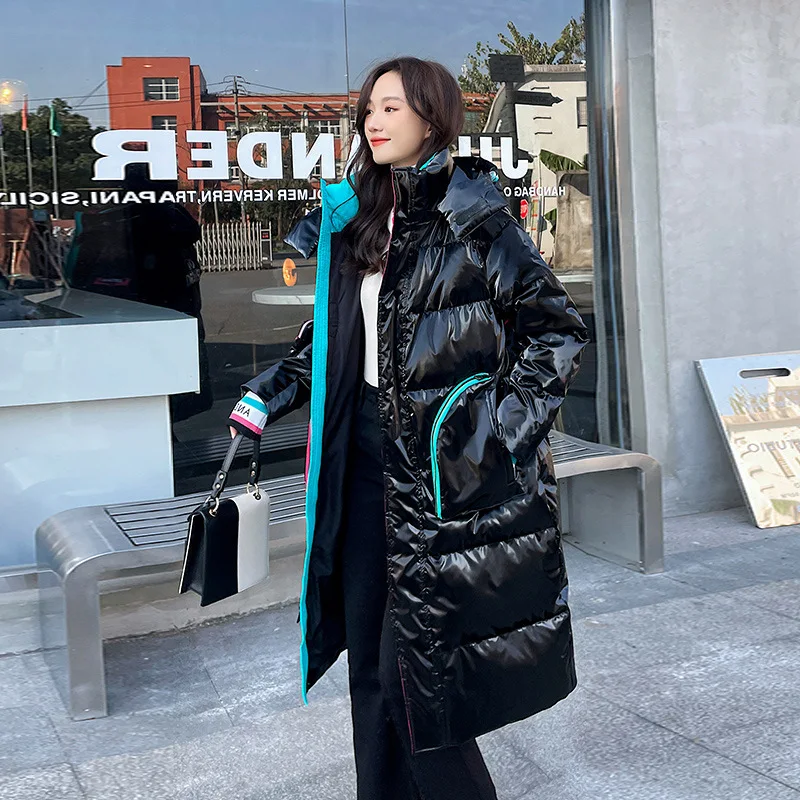 Outdoor long down jackets for women 2023 new winter fashion casual thick hooded down parka female puffer coat streetwear Y3209