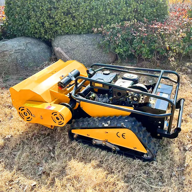 Customized fully functional tracked remote-controlled lawn mower for municipal greening, CE EPA road slope weed trimmer
