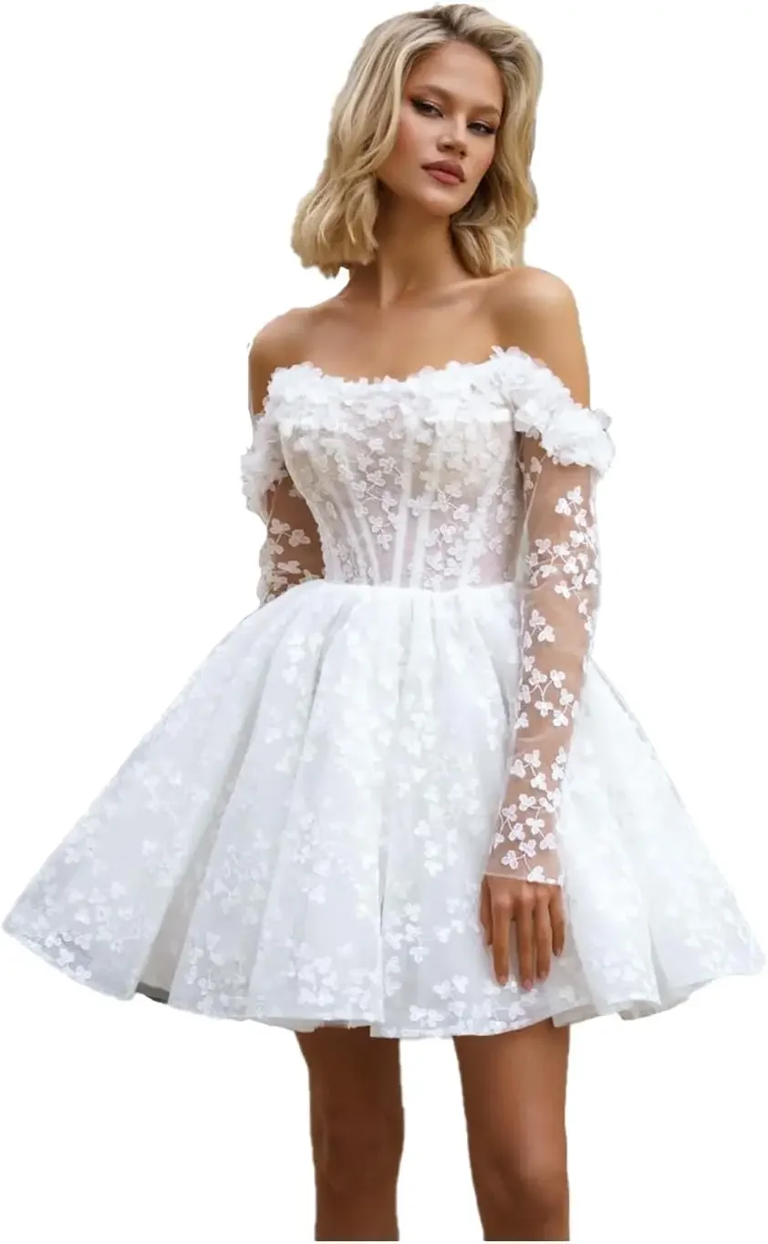 2026 Homecoming Dresses Short Wedding Dresses for Women Mini Bridal Dress for Bride Corset Wedding Reception Gowns