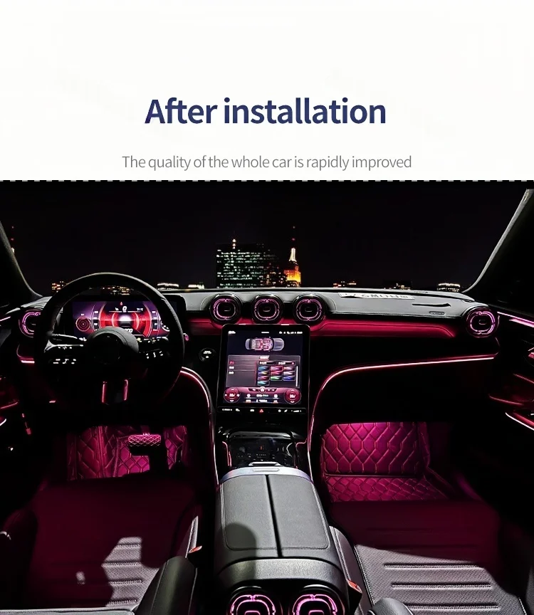 Für Mercedes-Benz C-Klasse W206 2022-2026 64 Farben Zentrale Sattelbeleuchtung Ambientebeleuchtung Mittelkonsole Atmosphärenlicht Upgrade – Detail 8