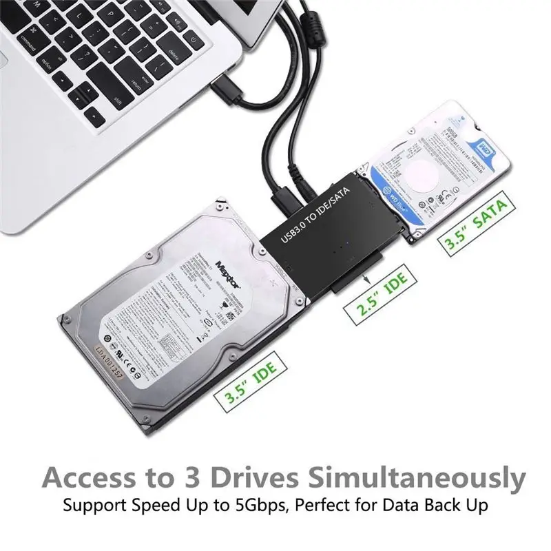 DT!~D237 HOT-2.5 3.5 Hard Disk Universal Adapter USB3.0 USB 3.0 Data Transfer to SATA IDE Combo External Converter (EU Plug)