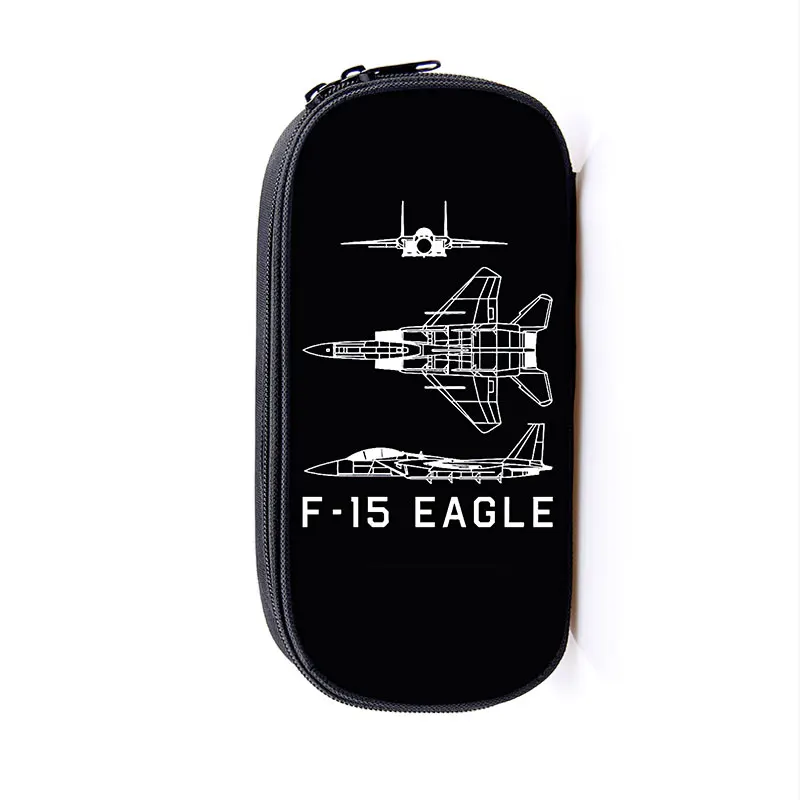 F-15 Eagle Military Fighter Jet Print Cosmetic Case Pencil F-22 Raptor Stationary Bag Teenager Pencil Box School Supplies Gift