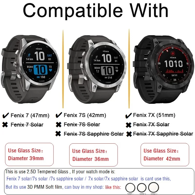 5PCS Screen Protector for Garmin Fenix 7 Pro / Fenix 7s Solar / Fenix 7X Sapphire Smart Watch Tempered Glass Protective Film