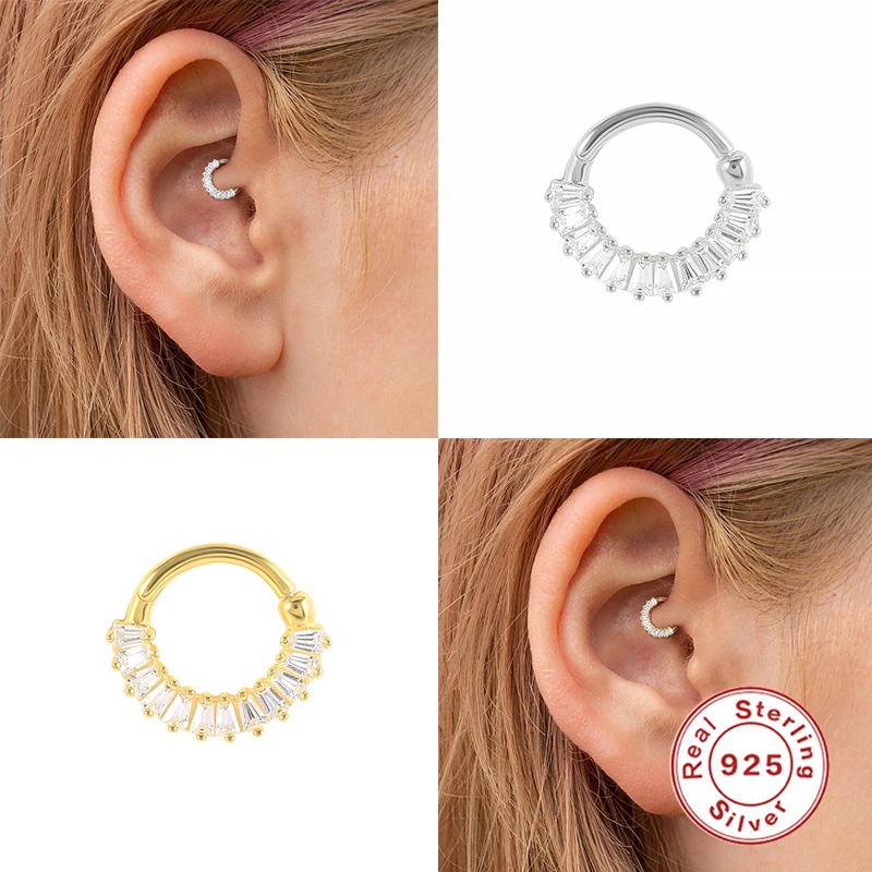 Immagine 6: ROXI Multible Orecchini a cerchio di cristallo per le donne 2021 925 Sterling Silver Ear Nose Orecchini gioielli Cuore Rotondo joyas de plata 925