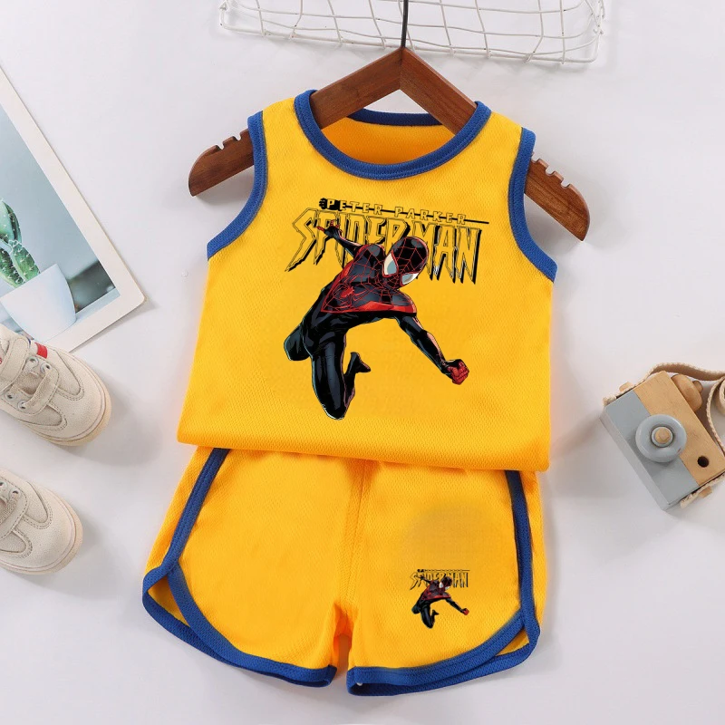 

Kids' Printed Vest and Shorts 2-Piece Suit - Summer Boys Basketball Breathable Mesh Clothes Set