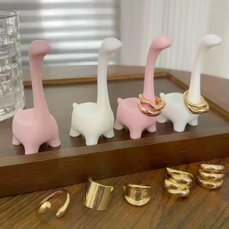 2026 Creative Cartoon Dinosaur Jewelry Display Ring Holder Pink Multi Functional Durable Stand Tools Accessories Packaging view 3