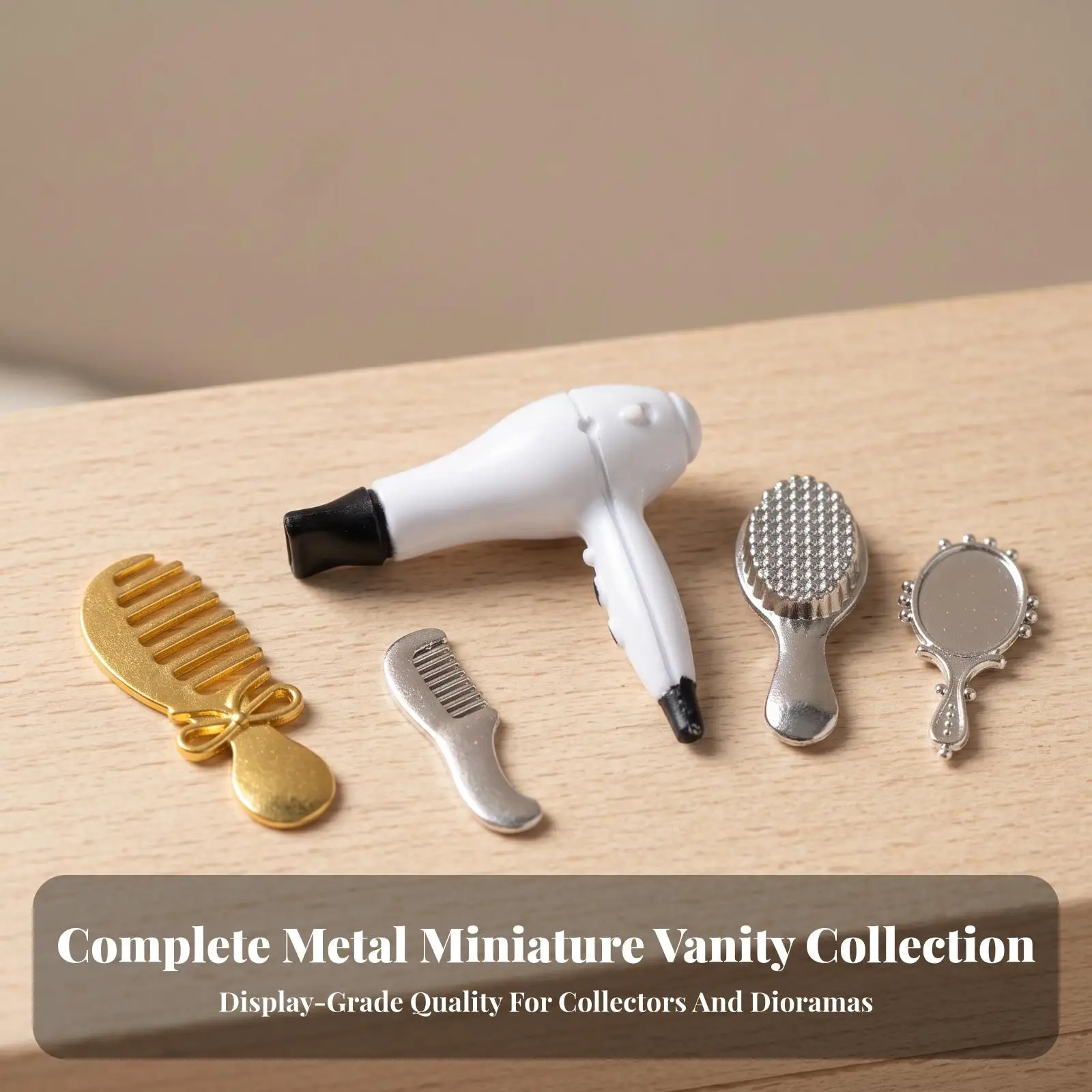 Dollhouse Miniature Comb 5 Piece Hairdressing Set Alloy Tiny Salon Accessories for DIY Dollhouse Scene Decor