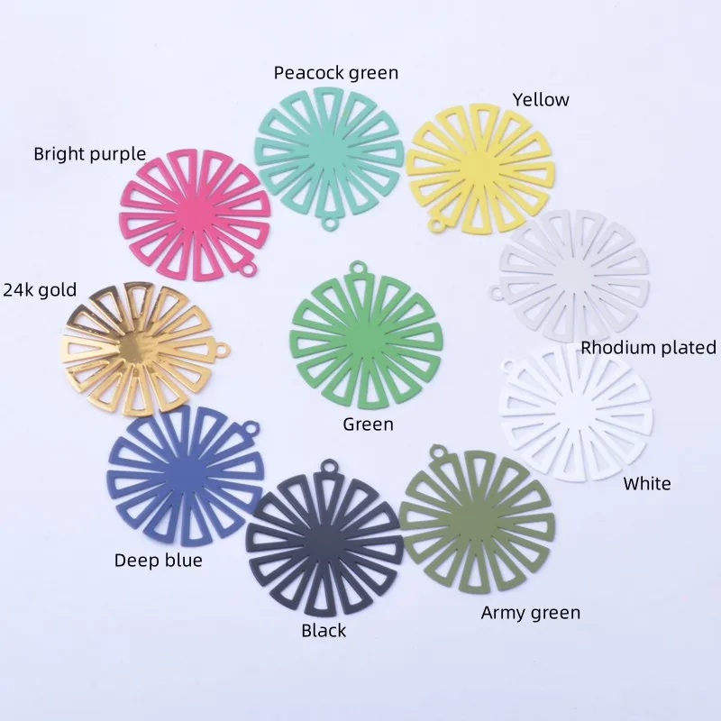 50 Stück AB7976 Messing-Filigran-Blumenanhänger, bunte goldene Anhänger für DIY-Schmuckherstellung von Ohrringen – Detail 1
