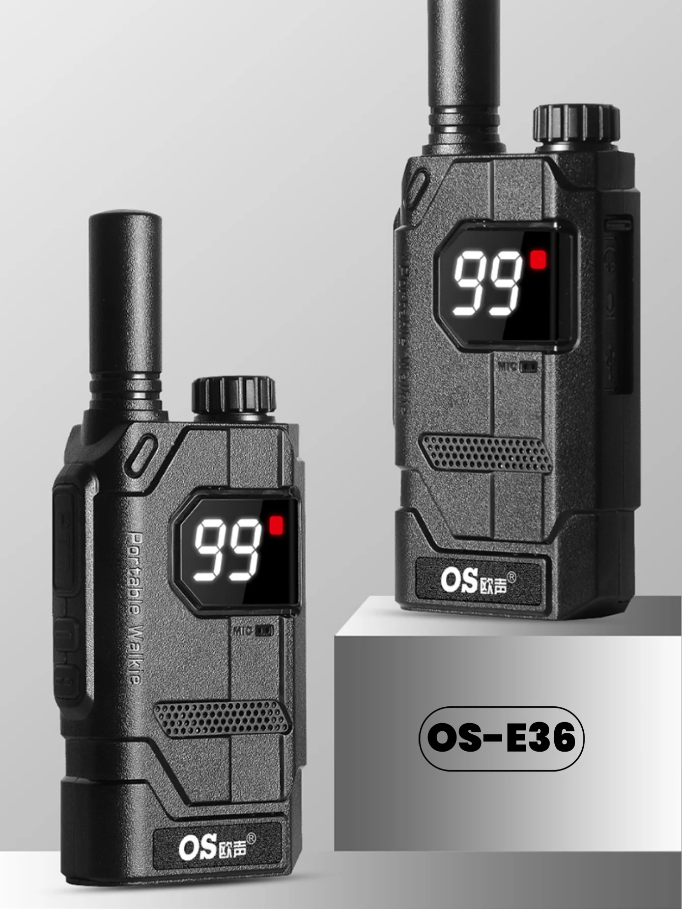 

2PCS 99 Channels UHF Type-C Charge Mini Walkie Talkie OS-E36 with Battery Indicator Lower Price Two-way Radio