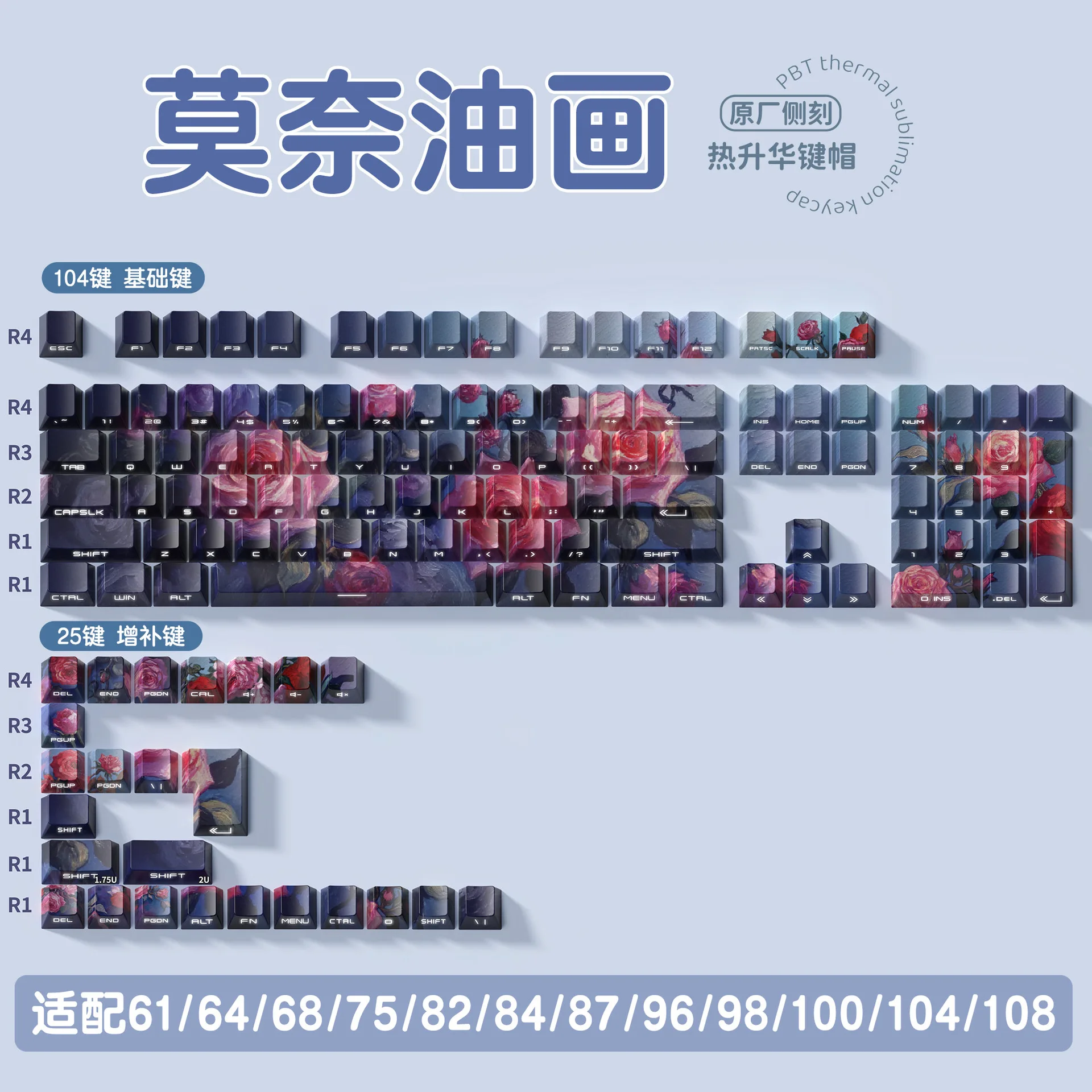 

Monet oil painting keycaps original highly personalized customized pbt thermal sublimation mechanical keyboard cap