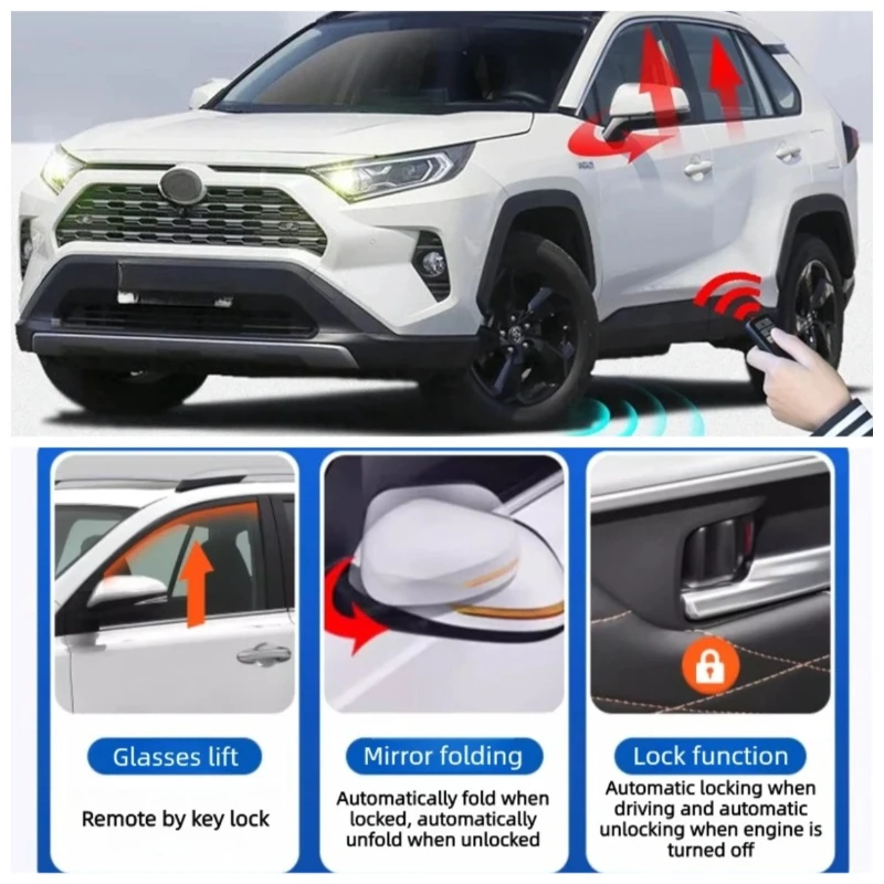 Windows Closer Mirror Folding For Toyota Rav4 2005-2025 Auto remote Window Close Side Mirrors Automatically Hilux parts modified