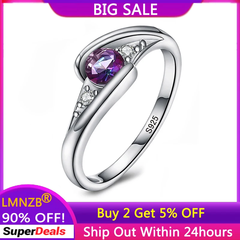 

LMNZB Fashion Colorful Stone 0.5ct Zirconia Crystal Party Rings 100% Tibetan Silver Rings Jewelry Gift for Women LR035