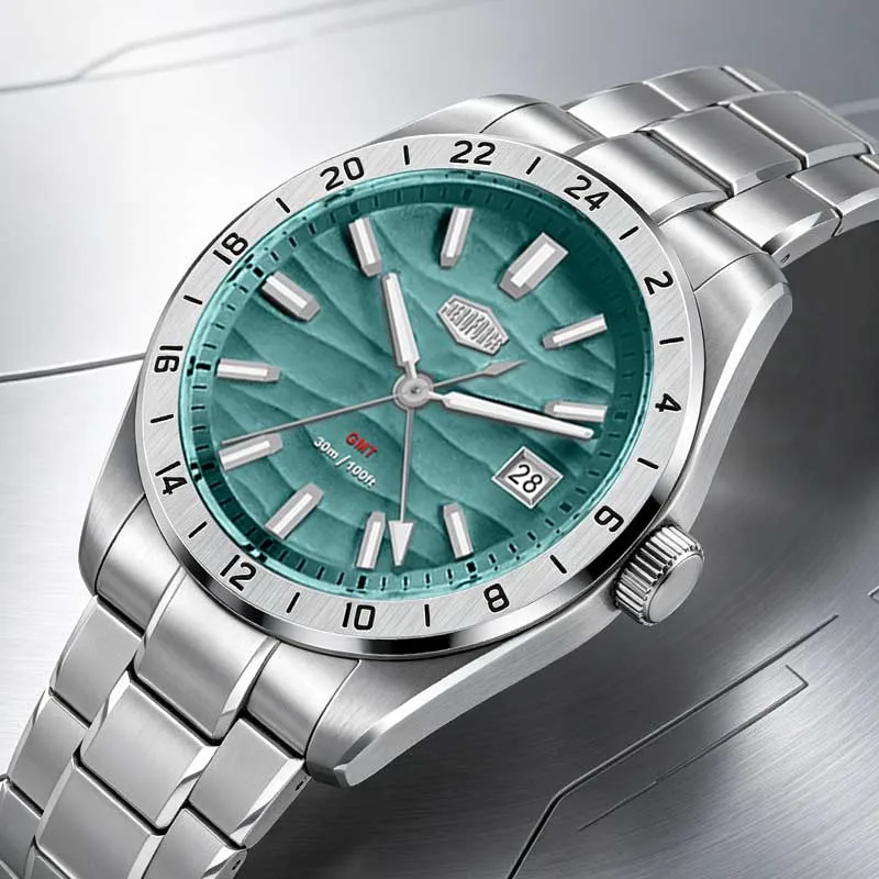 

HEROFORCE Quality Original GMT Men Clock Waterproof Luminous Date Luxury Man Watch Stainless Steel Quartz Men's Watches Male