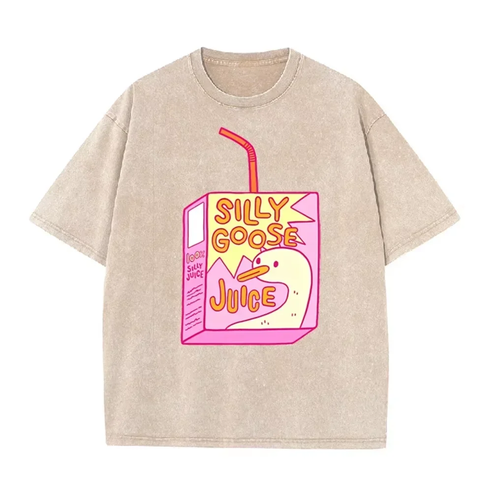 Vintage Washed Pink Silly Goose Juice Box Cartoon Cute Casual Graphic T Shirt