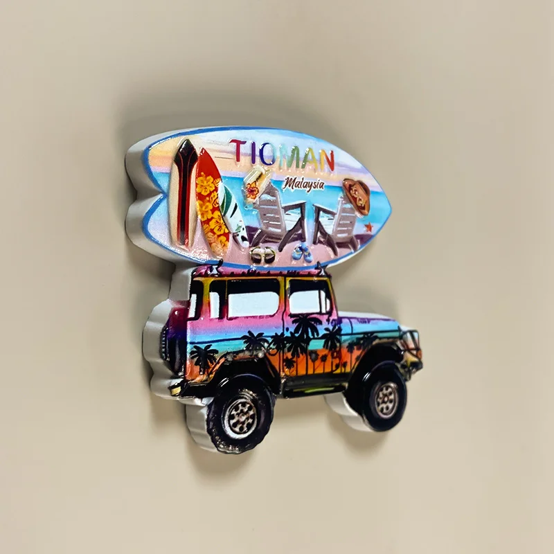 ماليزيا جزيرة تيومان بسيطة الحديثة المناظر الطبيعية شاطئ Car3DResin الثلاجة المغناطيسي زخرفة