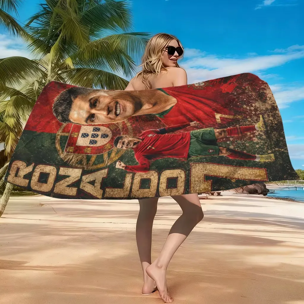 Soccer Cup Ronaldo NO.7 Beach Towel Quick Drying Large Towel Suitable for Beach Yoga Pool Gym Sport Summer Gift for Friend