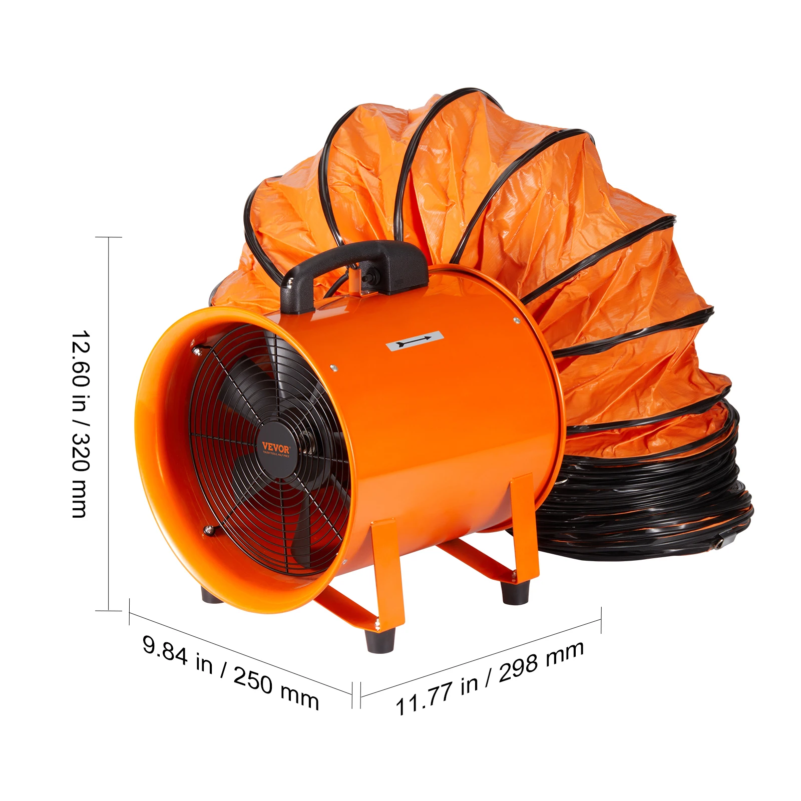 VEVOR 8 inch Afzuigventilator Industriële Ventilatieventilator met 10 M/5 M PVC Duct Slang 145 W Draagbare Extractor Blower voor Thuis