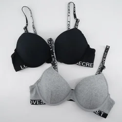 Sports Letter Cotton Mold with Steel Ring Women's Bra Comfortable Fashionable Adjustable Gathered Bra Female Lingerie