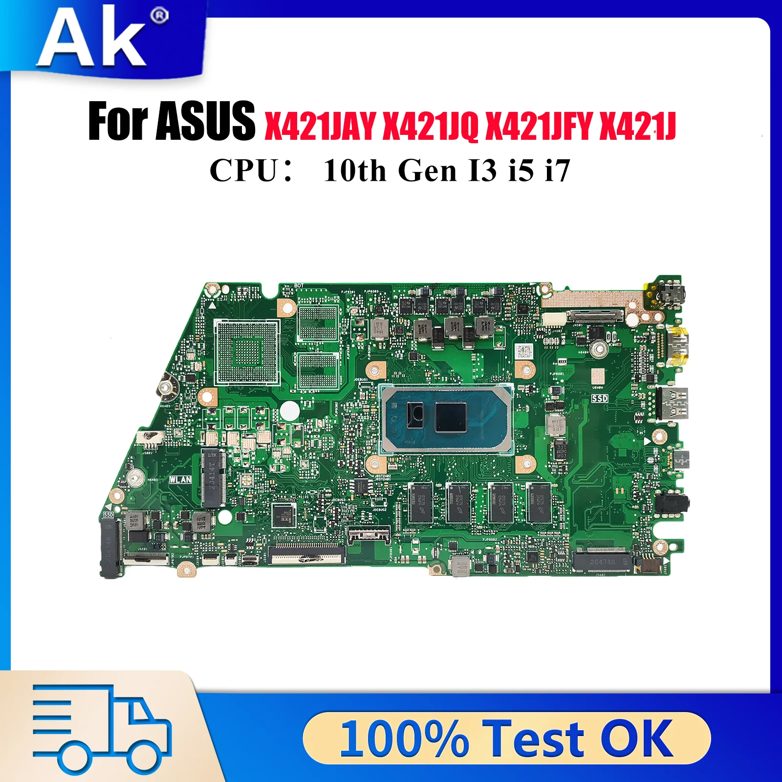 

X421JA Материнская плата для ноутбука ASUS I421J X421JP R421J S433J X413J X421J X421JAY X421JFY X421JQ Материнская плата с 10-го поколения I3 i5 i7