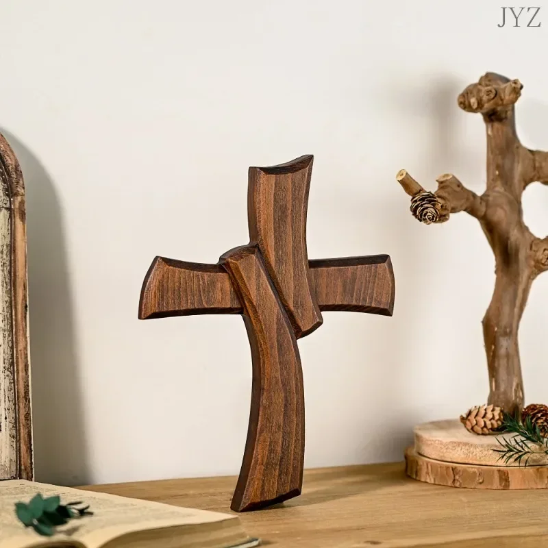 

High Quality Simple Religious Vintage Cross Wooden Hand Carved Wall Decoration
