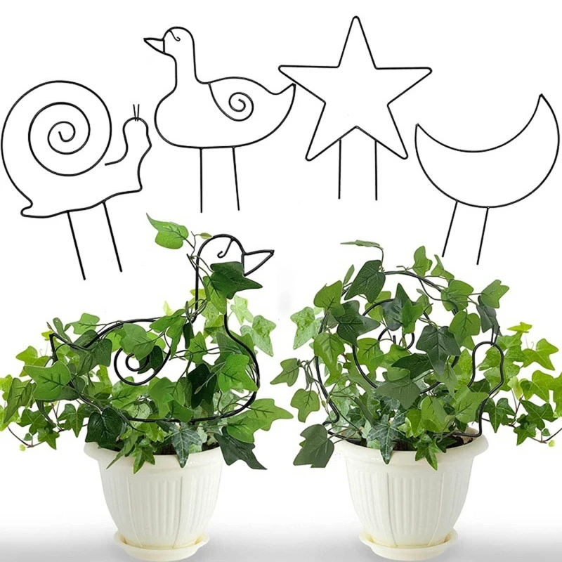 

1Set snail duck star moon shape plant climbing frame Iron Trellis Garden Backyard Patio Balcony Flower Holder for Plants Vine