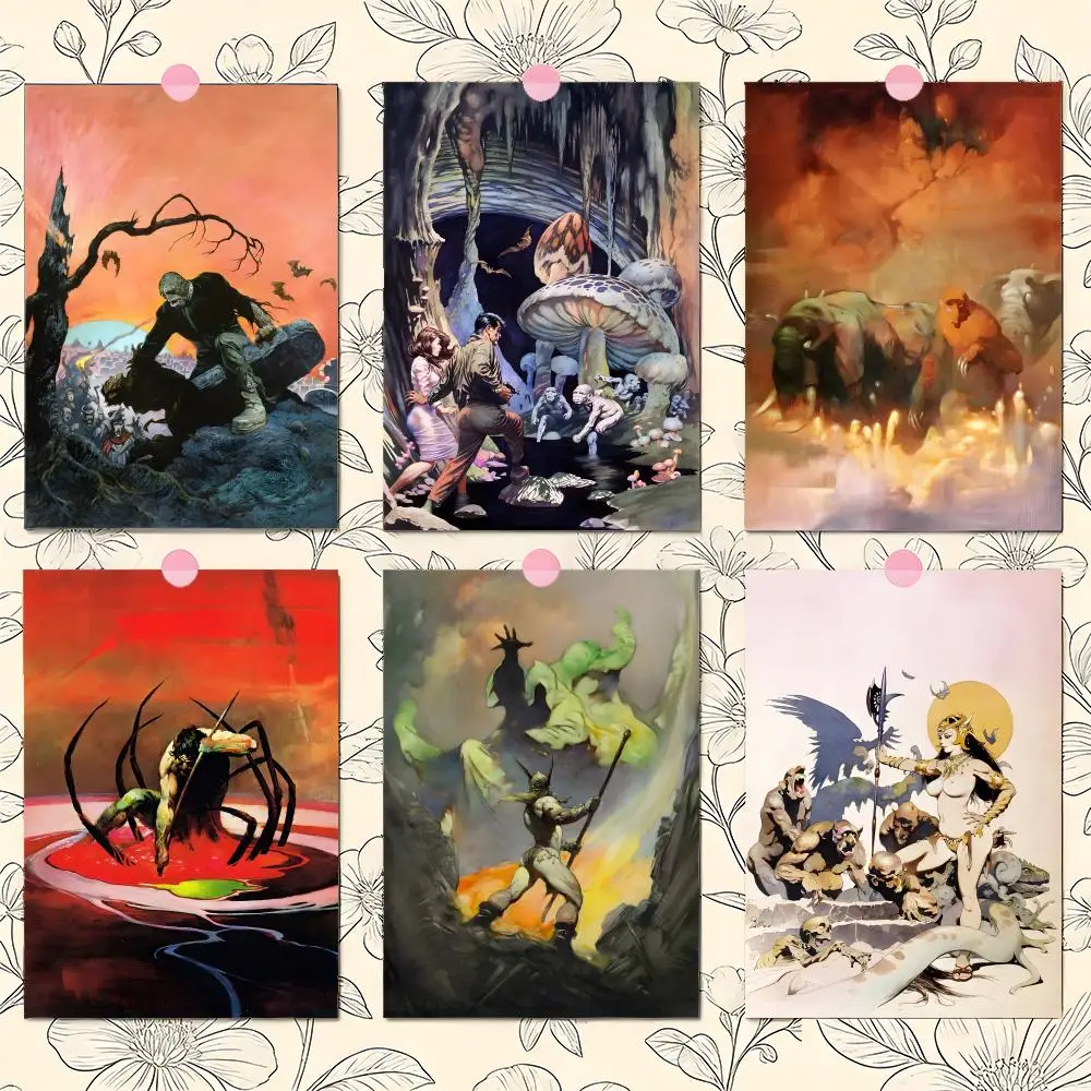 Póster de Frank Frazetta, adhesivo de pared de polipropileno de primera calidad, para despegar y pegar, impresión HD, decoración impermeable para el hogar