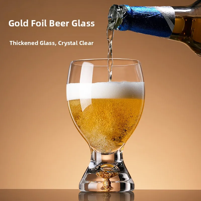 Luxury Crystal Glass Beer Cup Set Gold Foil Wheat Beer Large Capacity Home Use High End Feeling European Style Poured Water Cups view 2