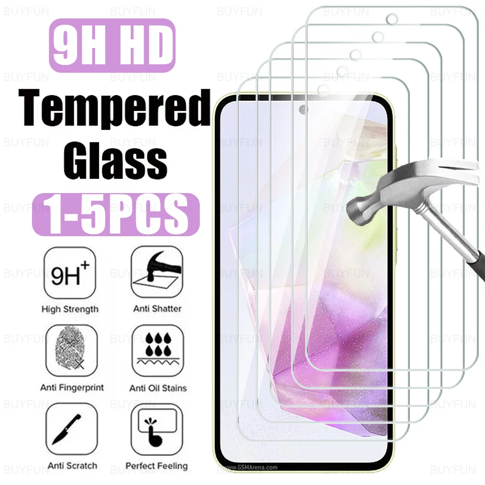 1-5Pcs Tempered Glass Case For Samsung Galaxy A35 5G Screen Protector For Samsung A05s A05 A15 A25 A55 A54 A34 A24 A14 4G Glass