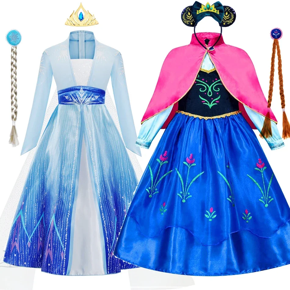 Mädchen Elsa Kleid Halloween Kinder Anna Kostüm Mädchen Leistung Prinzessin Kleid Cosplay Kleider