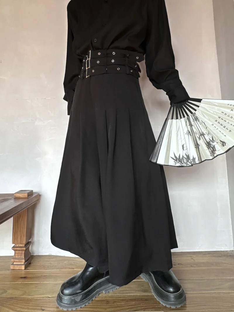 

Мужские повседневные брюки Bla Loose Pleated Wide Leg Pants Rivet National Style для молодежи, универсальные, на все сезоны, базовые цвета