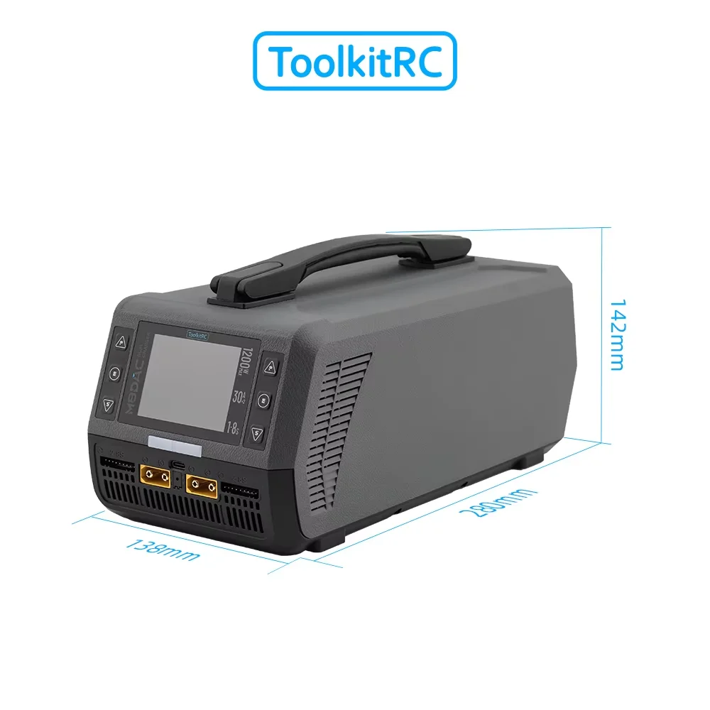 Toolkitrc M8DAC 100-240V 1200W Podwójna Ładowarka/Wyładowarka 65W Szybka Ładowarka Do Akumulatorów 1-8S Lipo LiHV 65W Wyjście TypeC / XT90 męskie