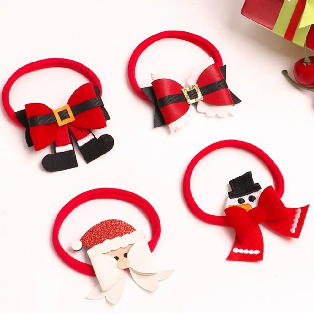 1PCS Elastic Red Nylon Baby Girls Cartoon Headband Bows Christmas Holiday Hair Accessories for Kids Toys Photography Props