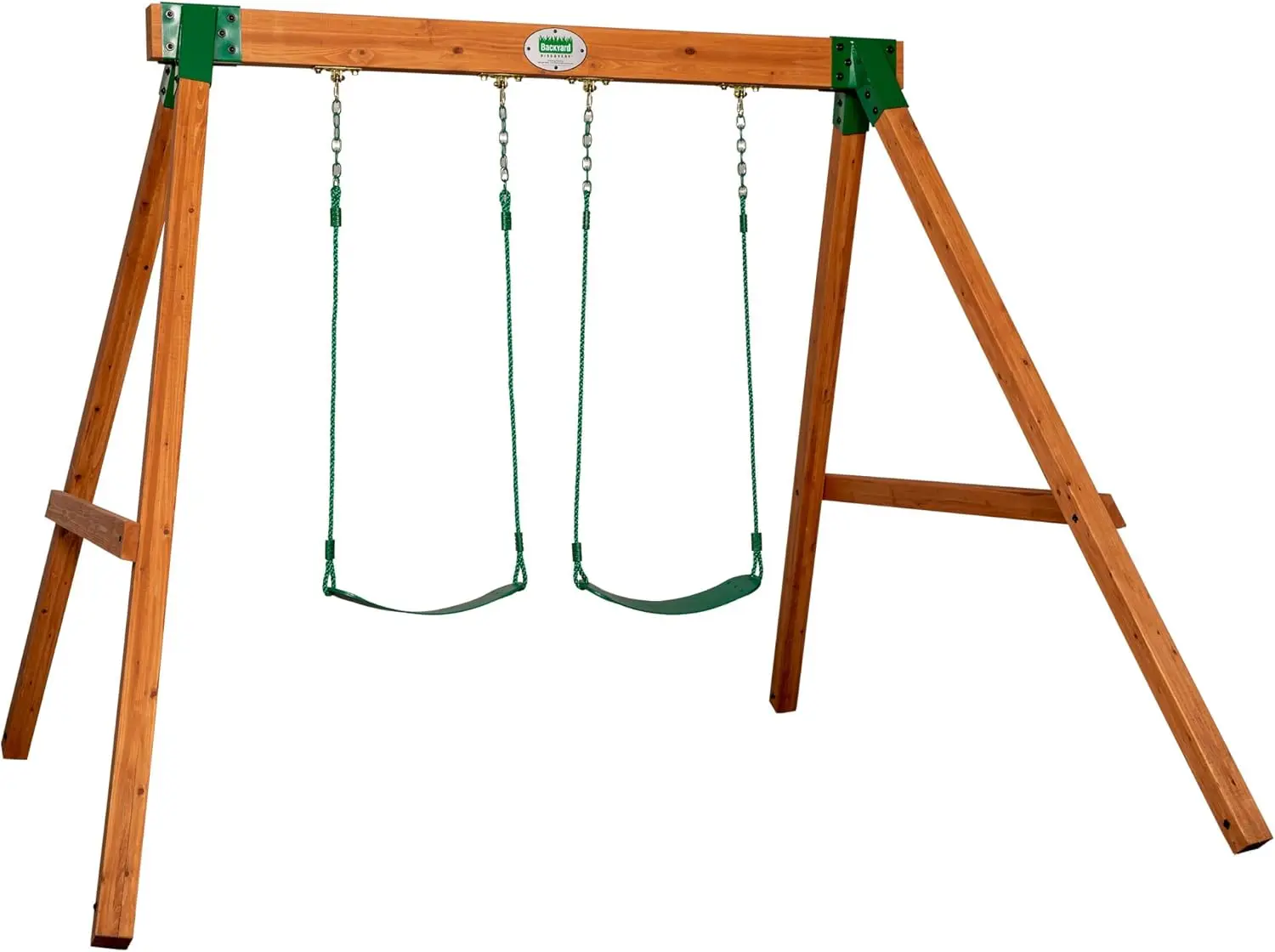 All Cedar Classic Swing Set, 2 Pinch Free Belt Swings, Easy Assembly, Durable, Water Resistant, Steel