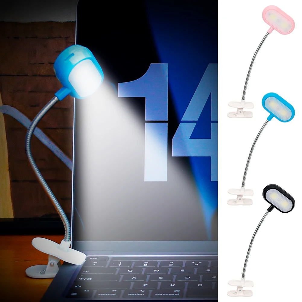 LED Eye Protection Book Night Light Adjustable Mini Clip-On Study Desk Lamp Battery Powered Flexible for Travel Bedroom Reading