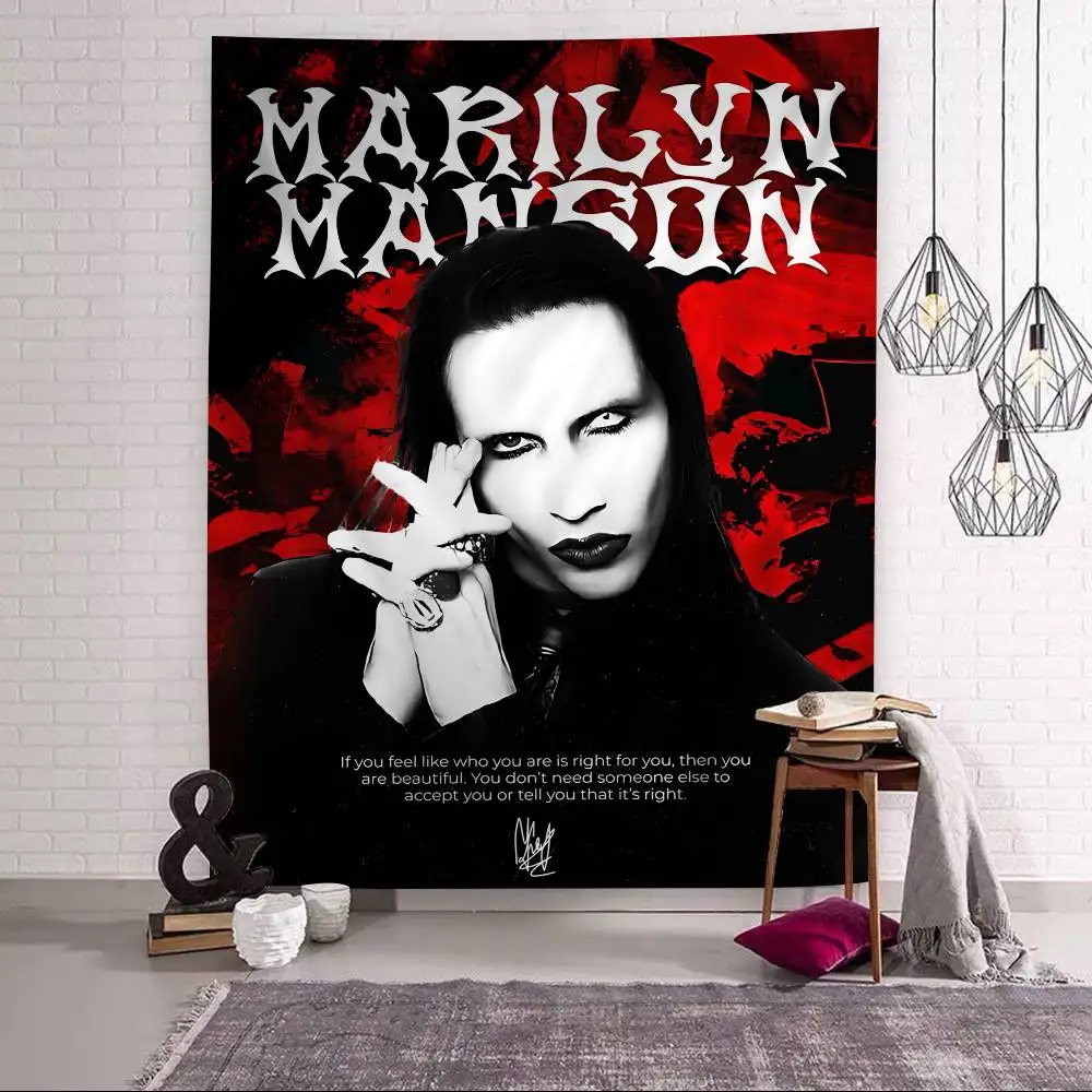 Industrial Rock Band Marilyn Manson Colorful Tapestry Wall Hanging Hanging Tarot Hippie Wall Rugs Dorm Wall Art Decor