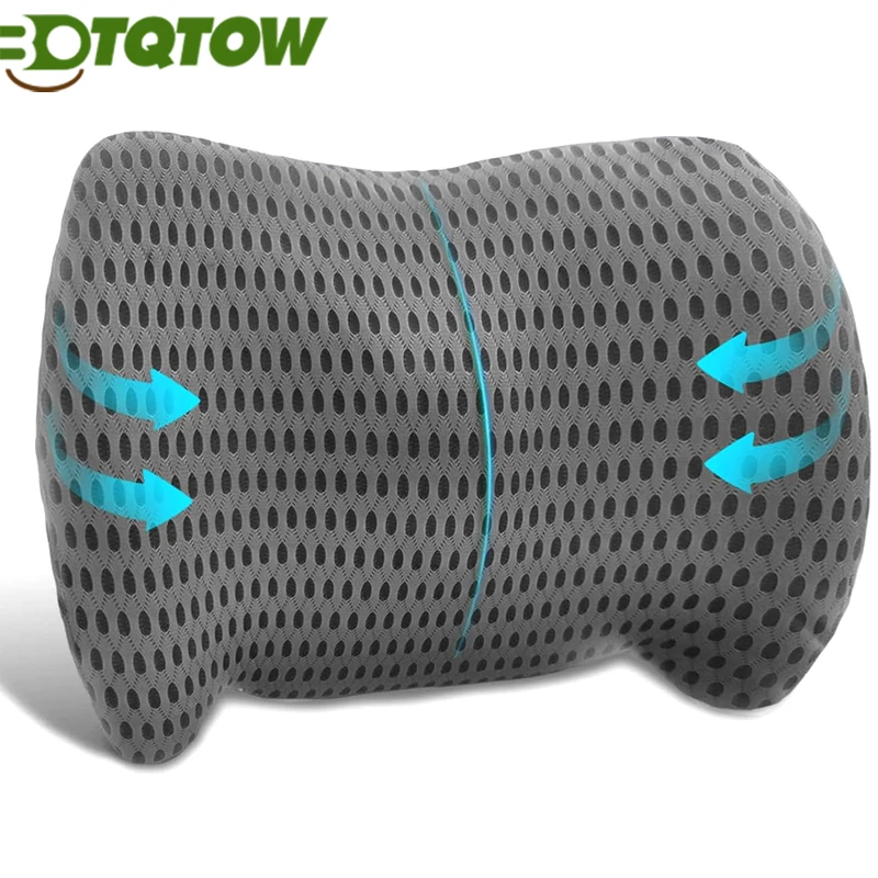 Lumbar Support Pillow-Memory Foam Lumbar Pillow with Adjustable Strap for Back Pain Relief,Back Pillow for Car,Bed - Detachable
