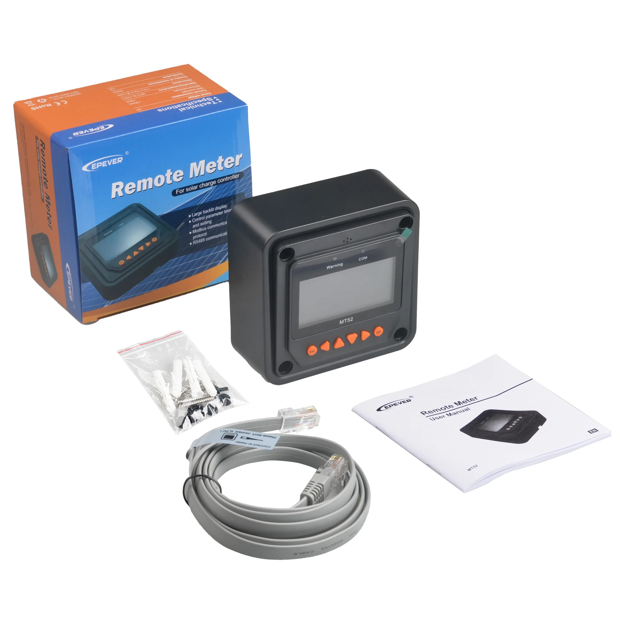 Solar Controller MT52 Remote Meter For Solar Charge Controller Regulator MT-52 RJ45 Cable 2m MT52 Use For Epever MPPT Controller